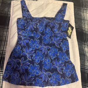 NWT Swimsuits For All Blue Floral Tankini Top - Women's Size 10